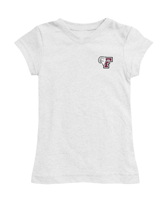 Fordham Rams Hand Sketched Vive La Fete Impressions Artwork White Girls Cotton Short Sleeve Tee