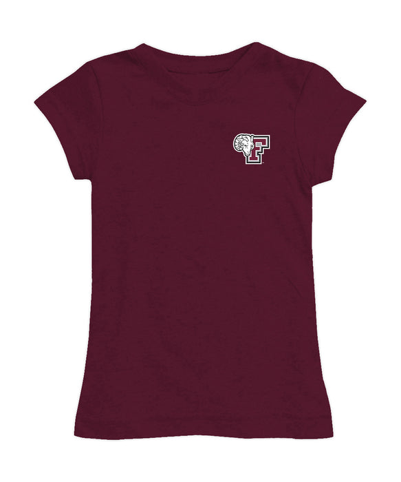 Fordham Rams Hand Sketched Vive La Fete Impressions Artwork Maroon Girls Cotton Short Sleeve Tee