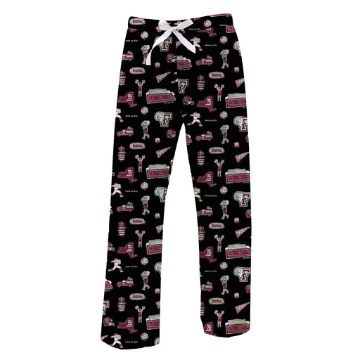 Fordham Rams Repeat Print Hand Sketched Vive La Fete Impressions Artwork Womens  Black  Lounge Pants