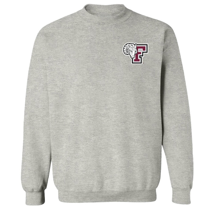 Fordham Rams Hand Sketched Vive La Fete Impressions Artwork Gray Crew Neck Sweatshirt for Women