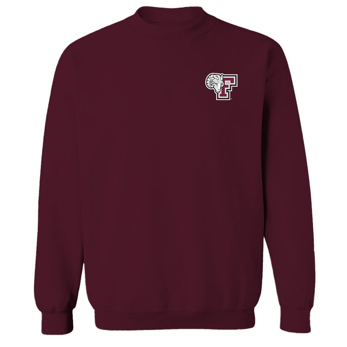 Fordham Rams Hand Sketched Vive La Fete Impressions Artwork Maroon Crew Neck Sweatshirt for Women