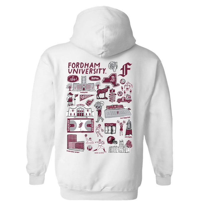 Fordham Rams Hand Sketched Artwork Cotton Fleece Women Hoodie - Vive La Fête - Online Apparel Store