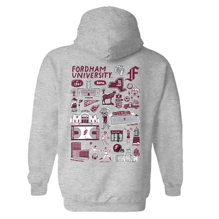 Fordham Rams Hand Sketched Artwork Cotton Fleece Women Hoodie - Vive La Fête - Online Apparel Store