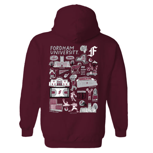 Fordham Rams Hand Sketched Artwork Cotton Fleece Women Hoodie - Vive La Fête - Online Apparel Store