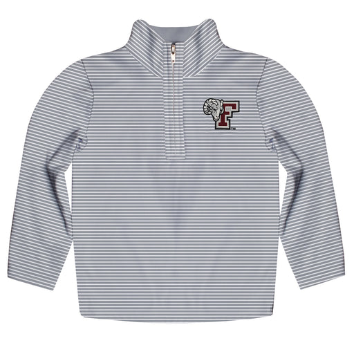 Fordham Rams Embroidered Womens Gray Stripes Quarter Zip Pullover