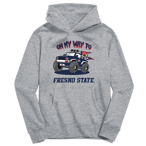 Fresno State Bulldogs On My Way Monster Truck Heather Grey Cotton Youth Hoodie