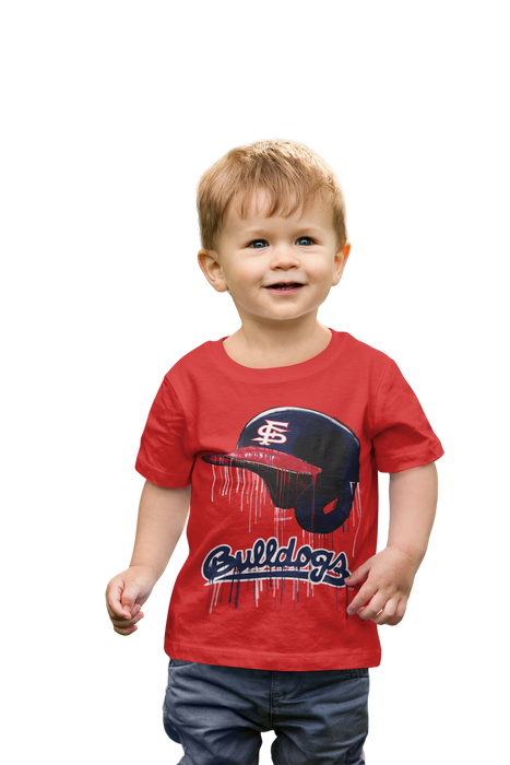 Fresno State Bulldogs Original Dripping Baseball Helmet Red T-Shirt Cotton by Vive La Fete - Vive La Fête - Online Apparel Store