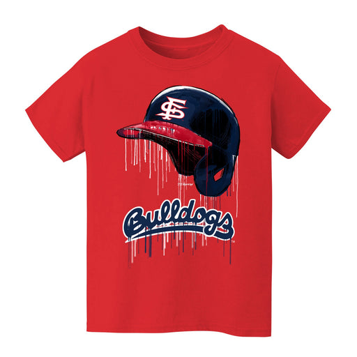 Fresno State Bulldogs Original Dripping Baseball Helmet Red T-Shirt Cotton by Vive La Fete