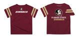 Florida State Seminoles Vive La Fete Boys Game Day Maroon Short Sleeve Tee with Stripes on Sleeves