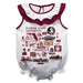 Florida State Seminoles  White Hand Sketched Vive La Fete Impressions Artwork Sleeveless Ruffle Onesie Bodysuit