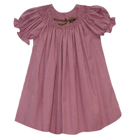 Florida State Seminoles Smocked Maroon Gingham Short Sleeve Bishop