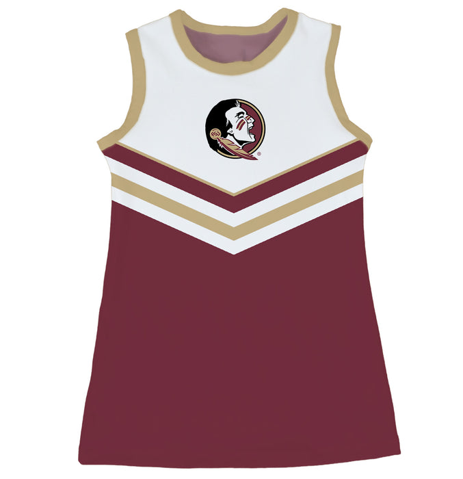 Florida State Seminoles Sleeveless Cheerleader A Line Dress White and Gold