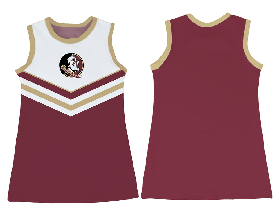 Florida State Seminoles Sleeveless Cheerleader A Line Dress White and Gold