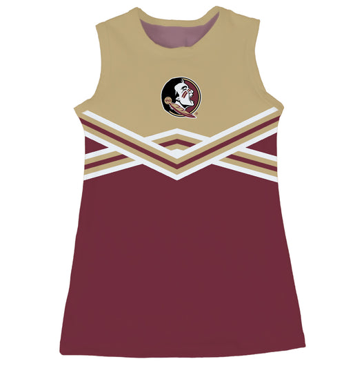 Florida State Seminoles Sleeveless Cheerleader A Line Dress Gold and Maroon