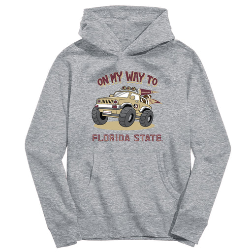 Florida State Seminoles On My Way Monster Truck Heather Grey Cotton Youth Hoodie