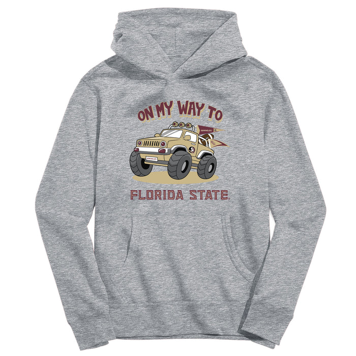 Florida State Seminoles On My Way Monster Truck Heather Grey Cotton Youth Hoodie