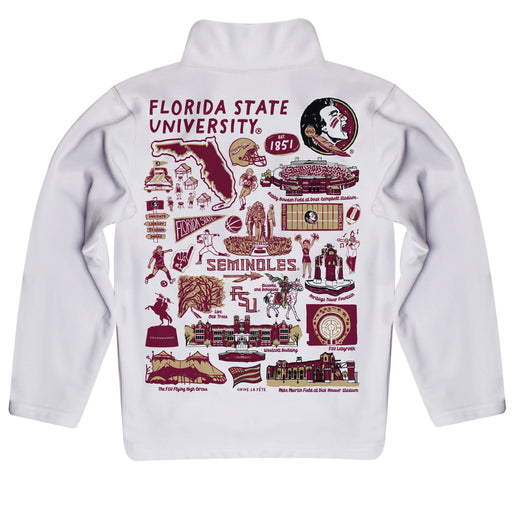 Florida State Seminoles Hand Sketched Vive La Fete Impressions Artwork White Boys Quarter Zip Pullover V1 - Vive La Fête - Online Apparel Store