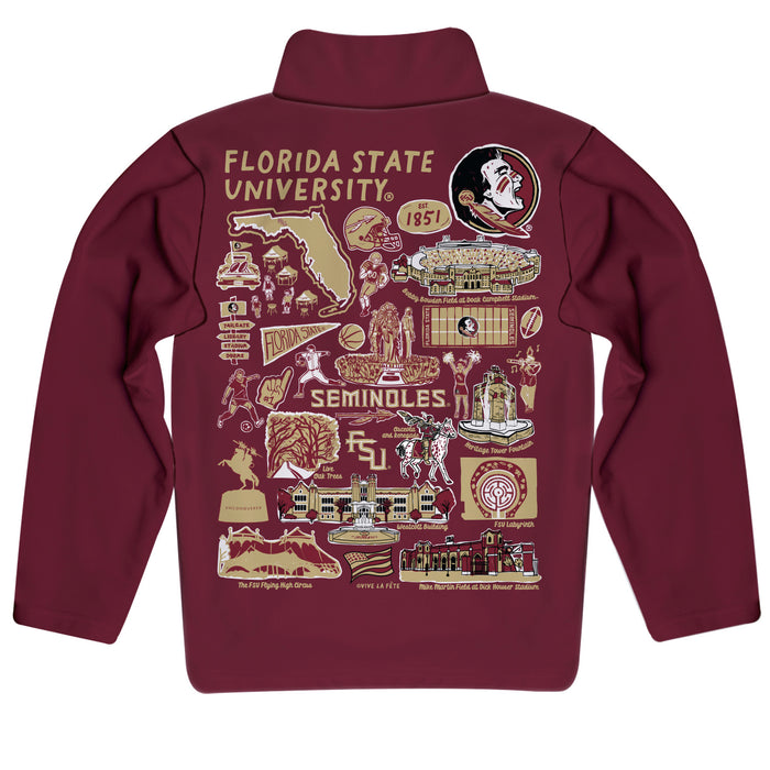 Florida State Seminoles Hand Sketched Vive La Fete Impressions Artwork Garnet Boys Quarter Zip Pullover V1 - Vive La Fête - Online Apparel Store