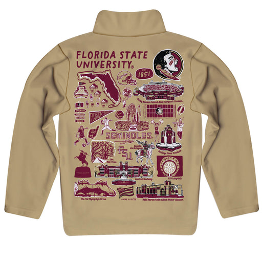 Florida State Seminoles Hand Sketched Vive La Fete Impressions Artwork Gold Boys Quarter Zip Pullover V1 - Vive La Fête - Online Apparel Store