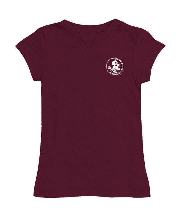 Florida State Seminoles Hand Sketched Vive La Fete Impressions Artwork Maroon Girls Cotton Short Sleeve Tee