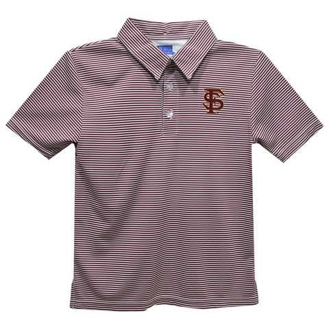 Florida State Seminoles Embroidered Maroon Stripes Short Sleeve Polo Box Shirt