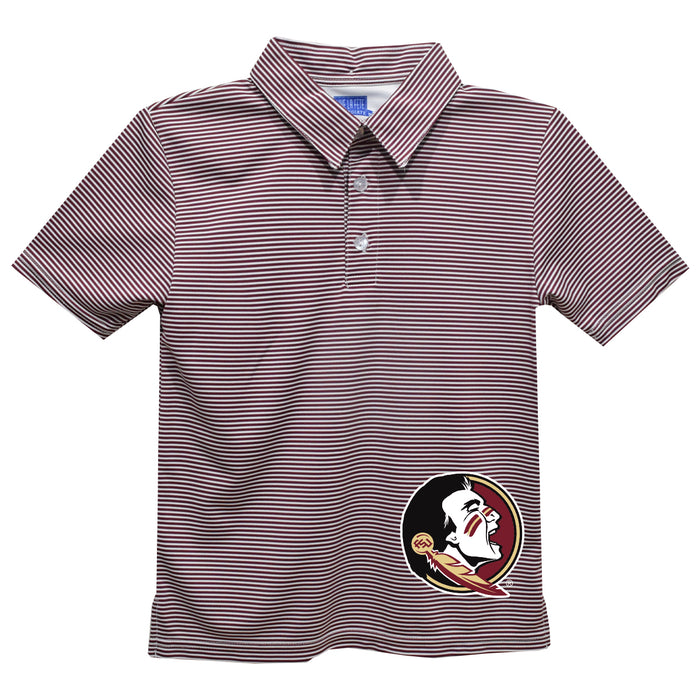Florida State Seminoles Stripes Short Sleeve Polo Box Shirt Maroon