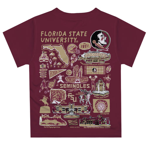 Florida State Seminoles Hand Sketched Vive La Fete Impressions Artwork Boys Garnet Short Sleeve Tee Shirt - Vive La Fête - Online Apparel Store