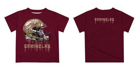 Florida State Seminoles Original Dripping Football Helmet Maroon T-Shirt by Vive La Fete - Vive La Fête - Online Apparel Store