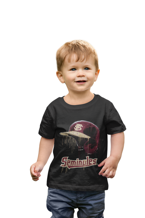 Florida State Seminoles Original Dripping Baseball Helmet Black T-Shirt Cotton by Vive La Fete - Vive La Fête - Online Apparel Store