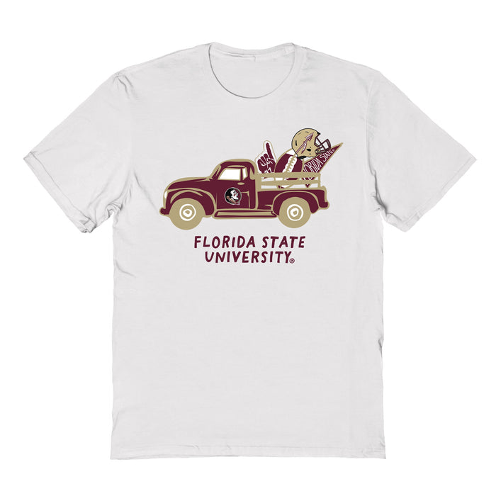 Florida State Seminoles Hand Sketched Vive La Fete Impressions Truck Kids White Cotton T-shirt