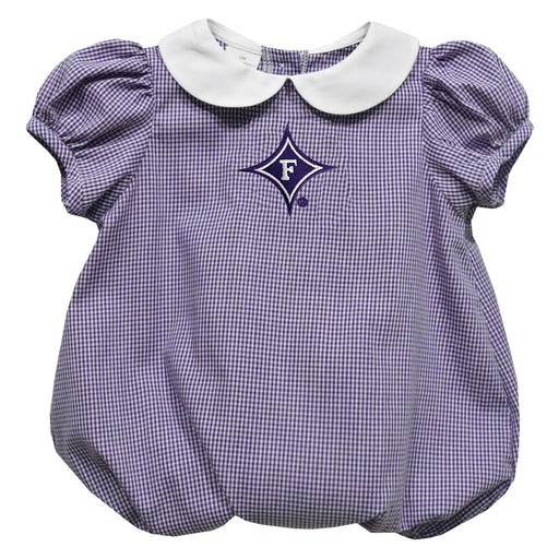 Furman Paladins Embroidered Purple Girls Baby Bubble Short Sleeve
