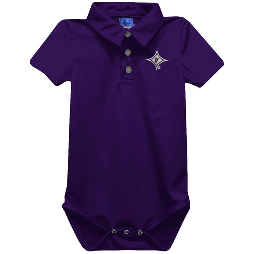 Furman Paladins Embroidered Purple Solid Knit Polo Onesie