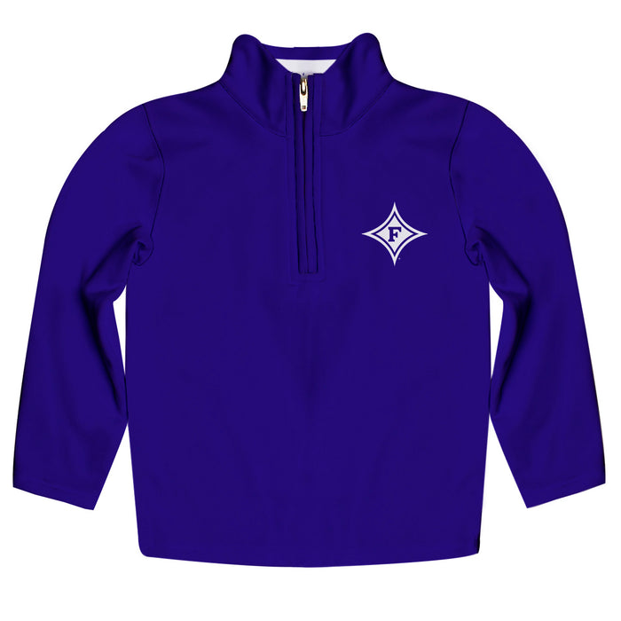 Furman Paladins Vive La Fete Game Day Solid Purple Quarter Zip Pullover Sleeves