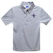 Furman Paladins Embroidered Gray Stripes Short Sleeve Polo Box Shirt