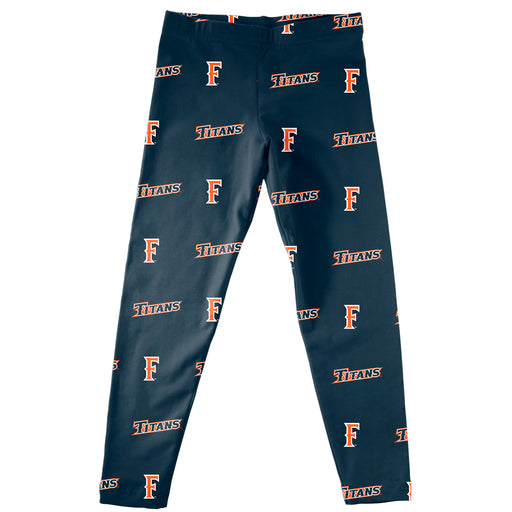 Cal State Fullerton Titans Vive La Fete Girl Game Day All Over Two Logos Elastic Waist Classic Play Navy Leggings Tights