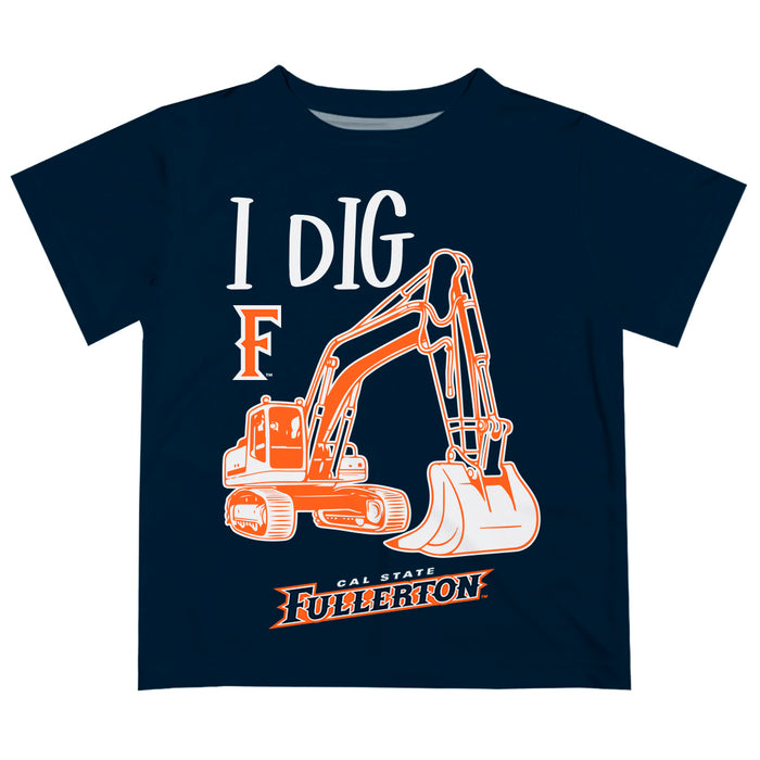 Cal State Fullerton Titans CSUF Vive La Fete Excavator Boys Game Day Navy Short Sleeve Tee