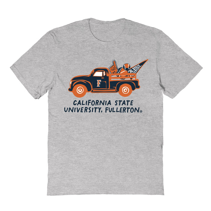 Cal State Fullerton Hand Sketched Vive La Fete Impressions Truck Kids Grey Cotton T-shirt