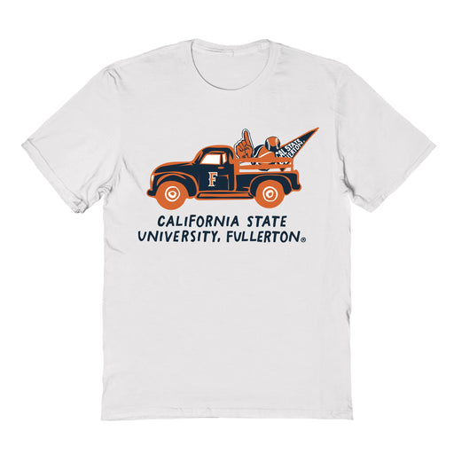 Cal State Fullerton Titans Hand Sketched Vive La Fete Impressions Truck White T-shirt for Women