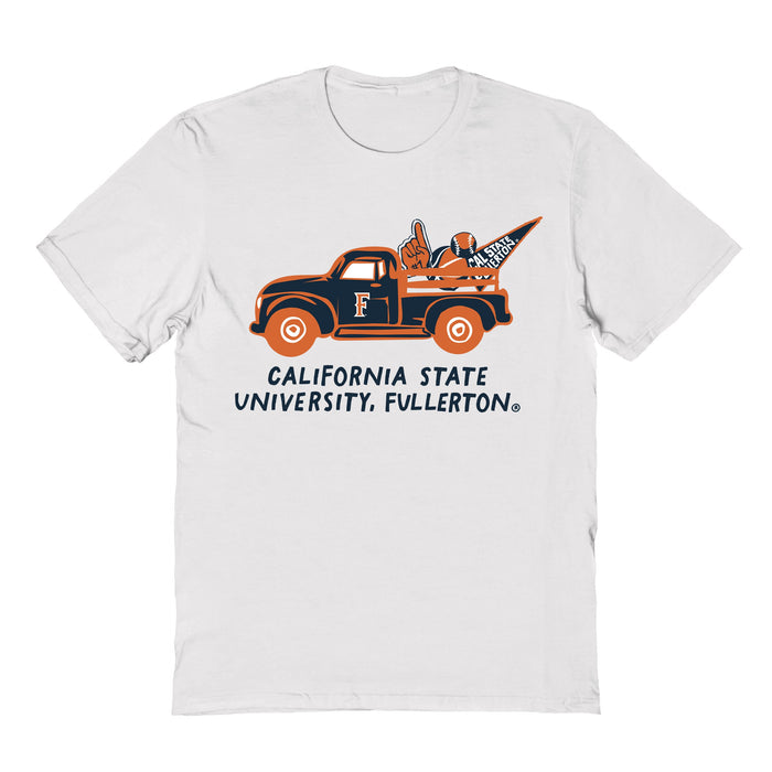 Cal State Fullerton Titans Hand Sketched Vive La Fete Impressions Truck White T-shirt for Women