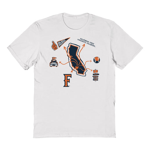 Cal State Fullerton Titans Hand Sketched Vive La Fete Impressions Icones White T-shirt for Women