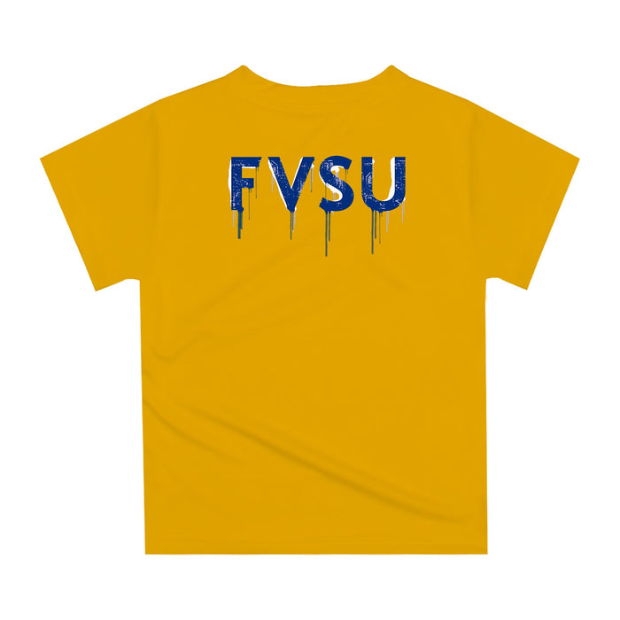 Fort Valley State Wildcats FVSU Original Dripping Football Helmet Gold T-Shirt by Vive La Fete - Vive La Fête - Online Apparel Store