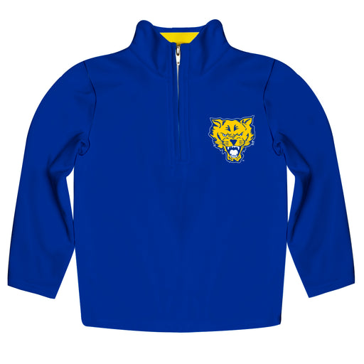 Fort Valley State Wildcats Vive La Fete Logo and Mascot Name Womens Blue Quarter Zip Pullover