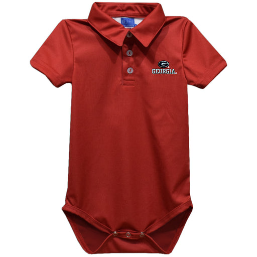 Georgia Bulldogs Embroidered Red Solid Knit Polo Bodysuit