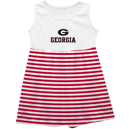 Georgia Bulldogs Vive La Fete Girls Game Day Sleeveless Tank Dress Solid Red Logo Stripes on Skirt