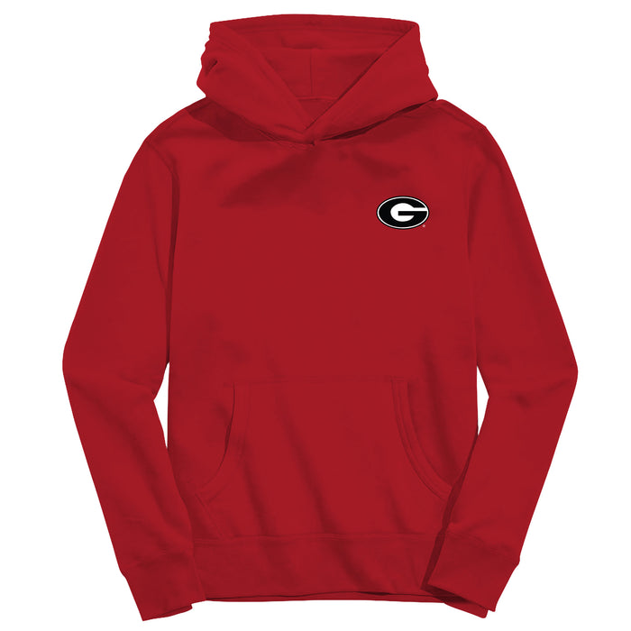 Georgia Bulldogs Hand Sketched Vive La Fete Impressions Artwork Grey Boys Cotton Fleece Long Sleeve Hoodie