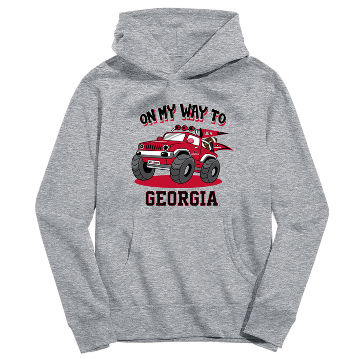 Georgia Bulldogs Vive La Fete On My Way Monster Truck Grey Cotton Hoodie