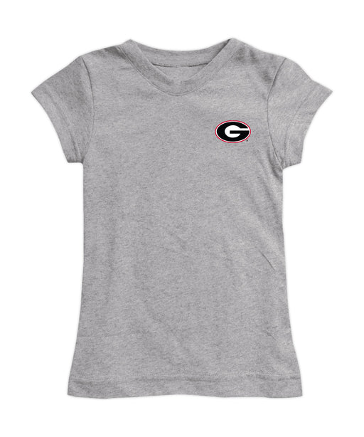 Georgia Bulldogs Hand Sketched Vive La Fete Impressions Artwork Grey Girls Cotton Short Sleeve Tee