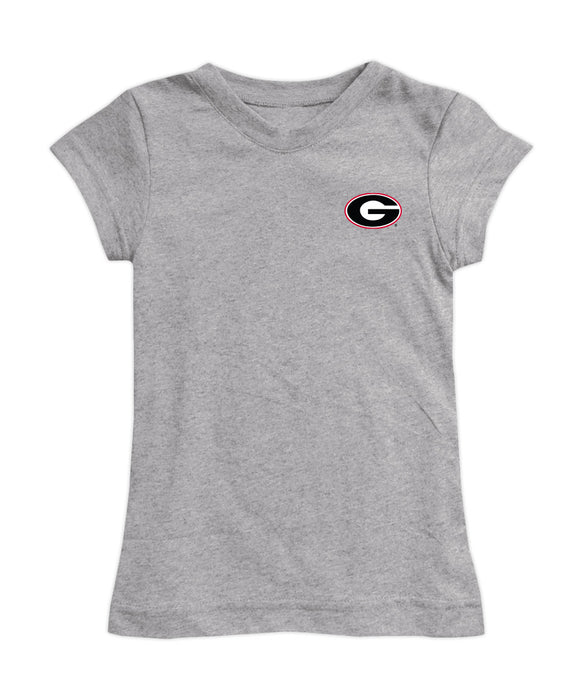 Georgia Bulldogs Hand Sketched Vive La Fete Impressions Artwork Grey Girls Cotton Short Sleeve Tee