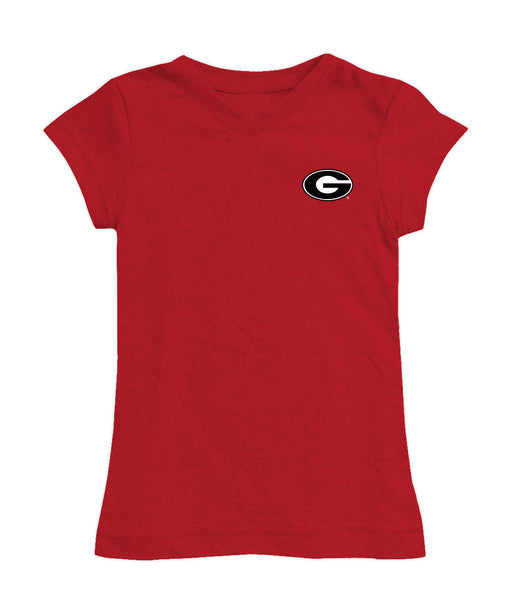Georgia Bulldogs Hand Sketched Vive La Fete Impressions Artwork RedGirls Cotton Short Sleeve Tee