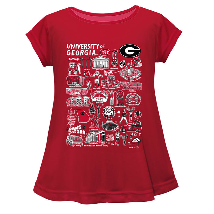 Georgia Bulldogs Vive La Fete Impressions Artwork Short Sleeve TopRed